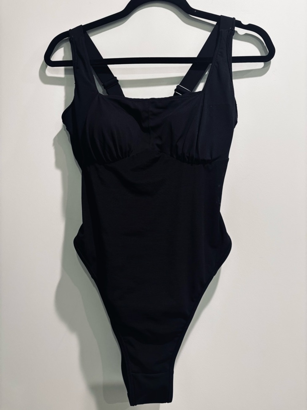 Black Sculpting One-Piece Swimsuit with Adjustable Straps